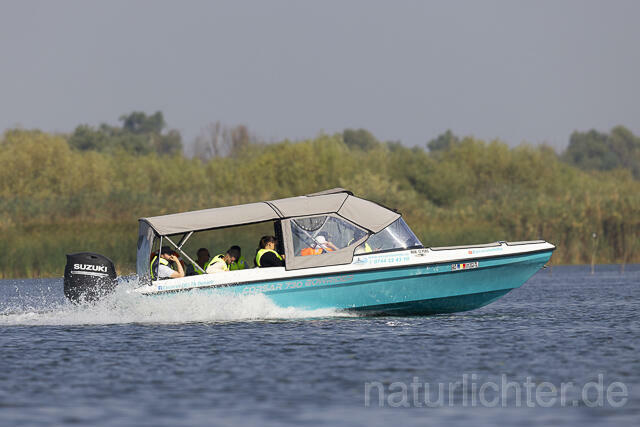 R13964 Schnellboot mit Touristen, Donaudelta, Speedboat with tourists, Danube Delta - Christoph Robiller