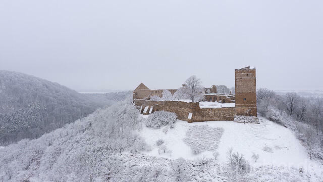 R14754 Burg Gleichen, Drei Gleichen, Luftaufnahme, Winter
