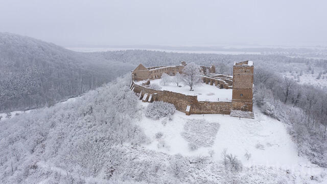 R14755 Burg Gleichen, Drei Gleichen, Luftaufnahme, Winter